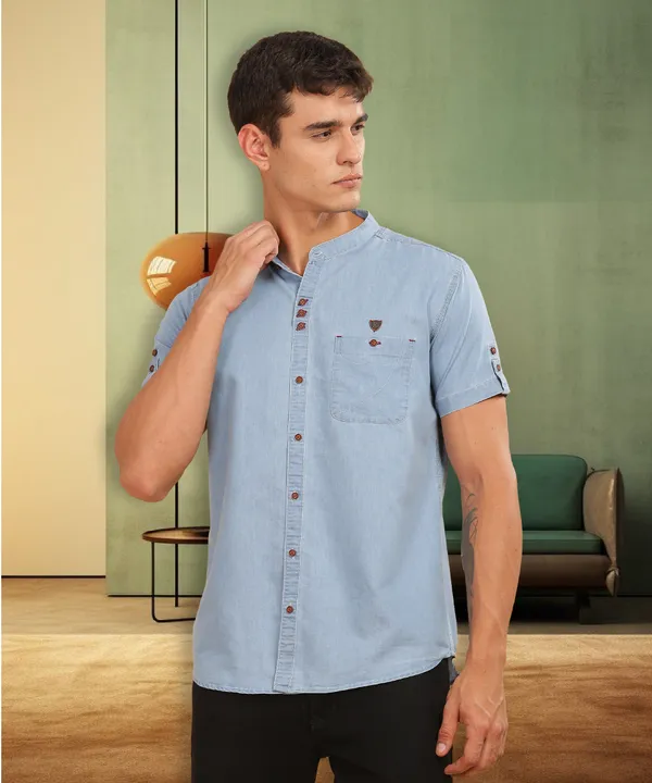 Men’s Classic Denim Shirt – Light Blue Wash - Image 2